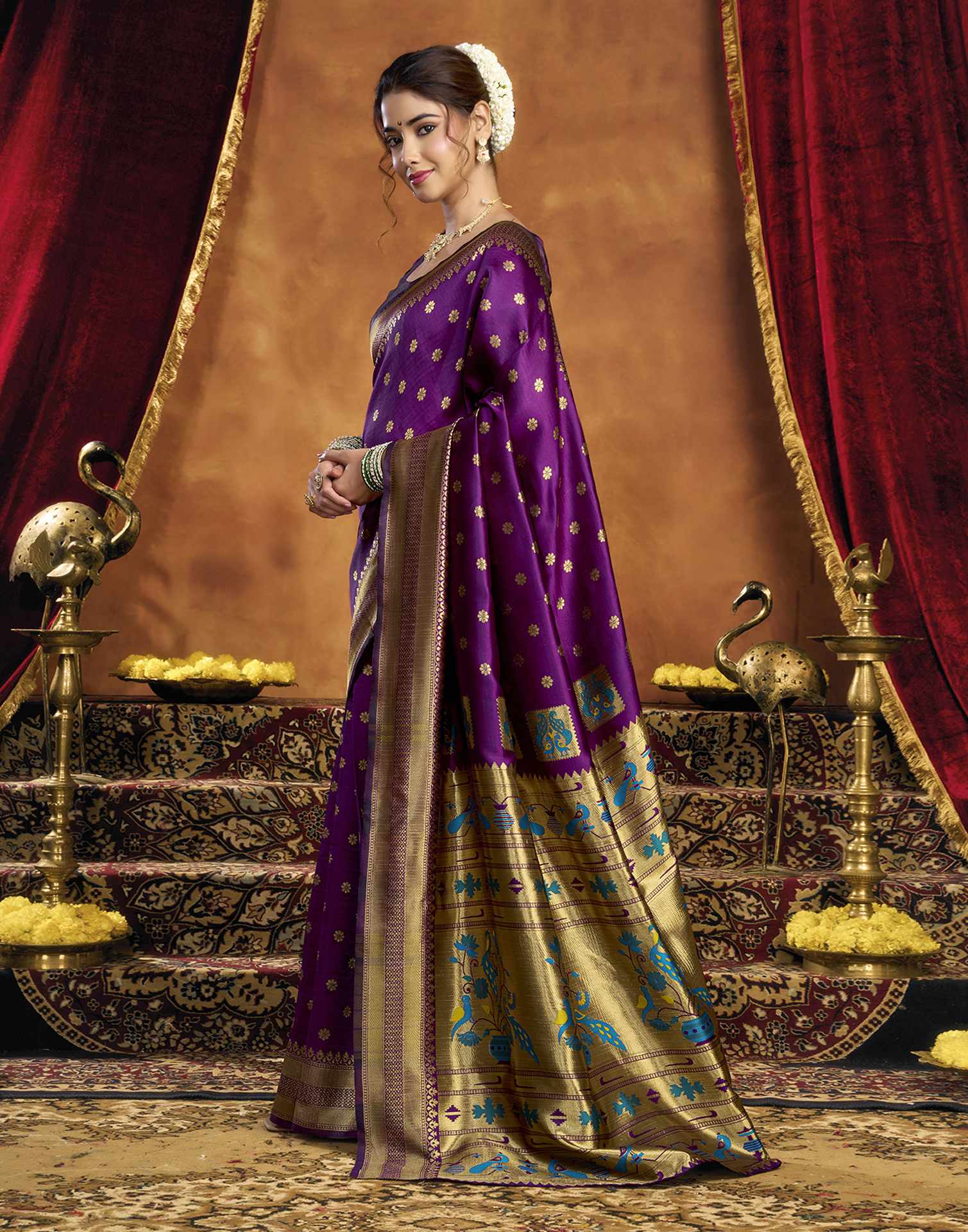 Purple Silk Woven Paithani Saree