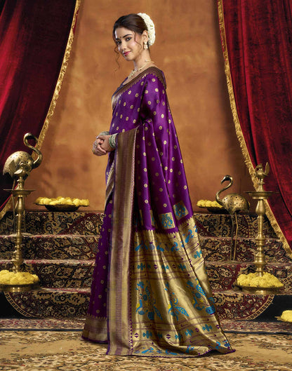 Purple Silk Woven Paithani Saree