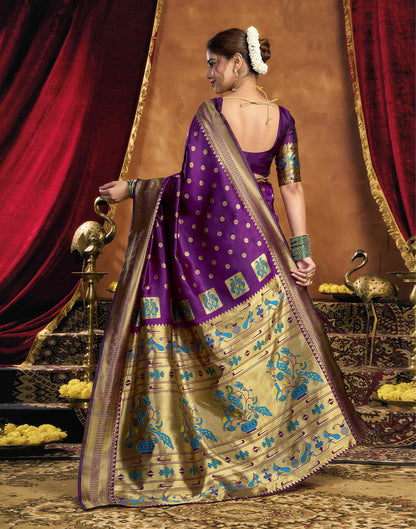 Purple Silk Woven Paithani Saree