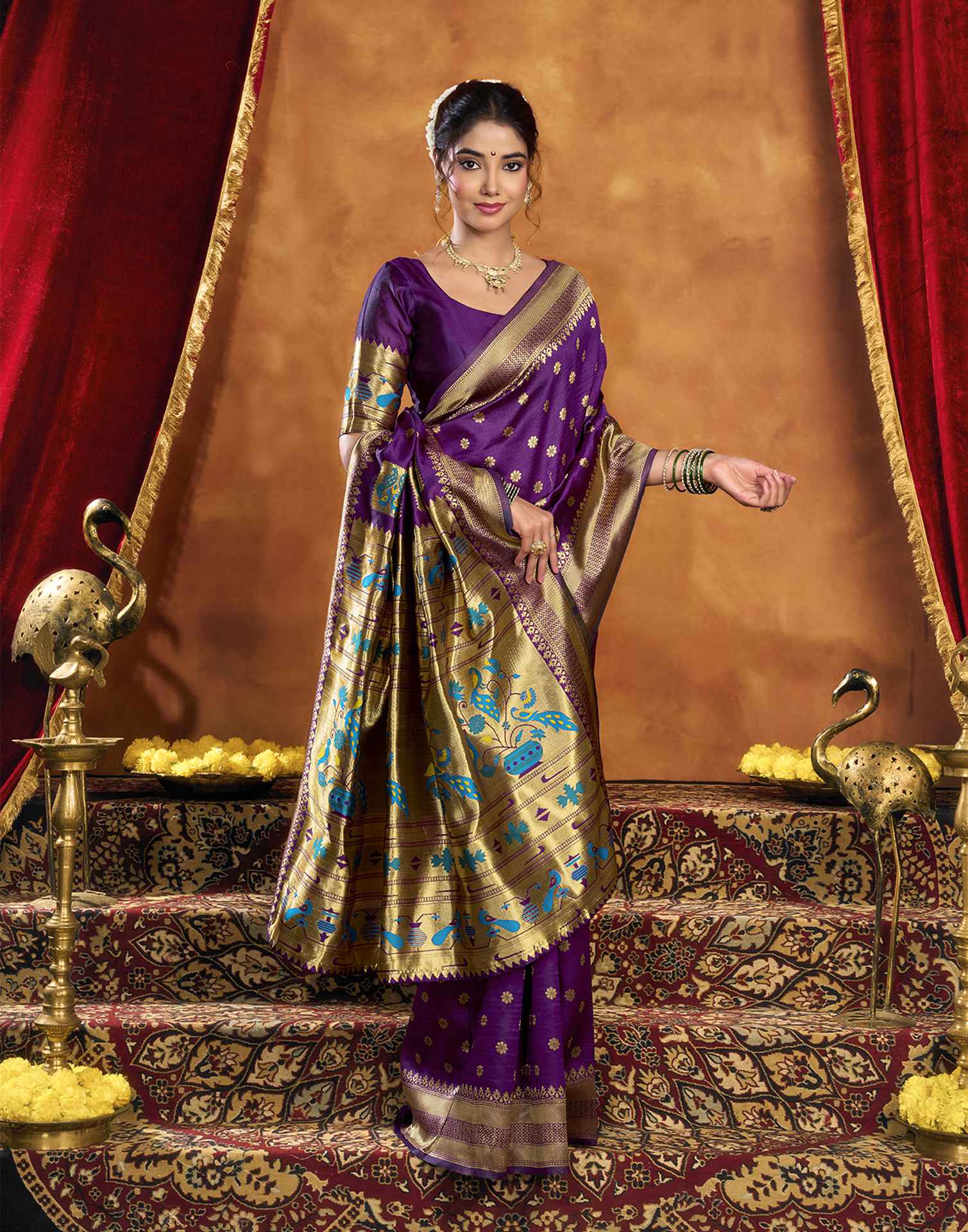 Purple Silk Woven Paithani Saree