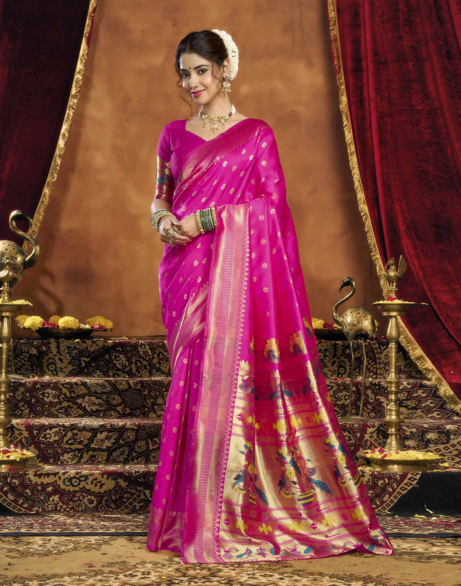 Pink Silk Woven Paithani Saree