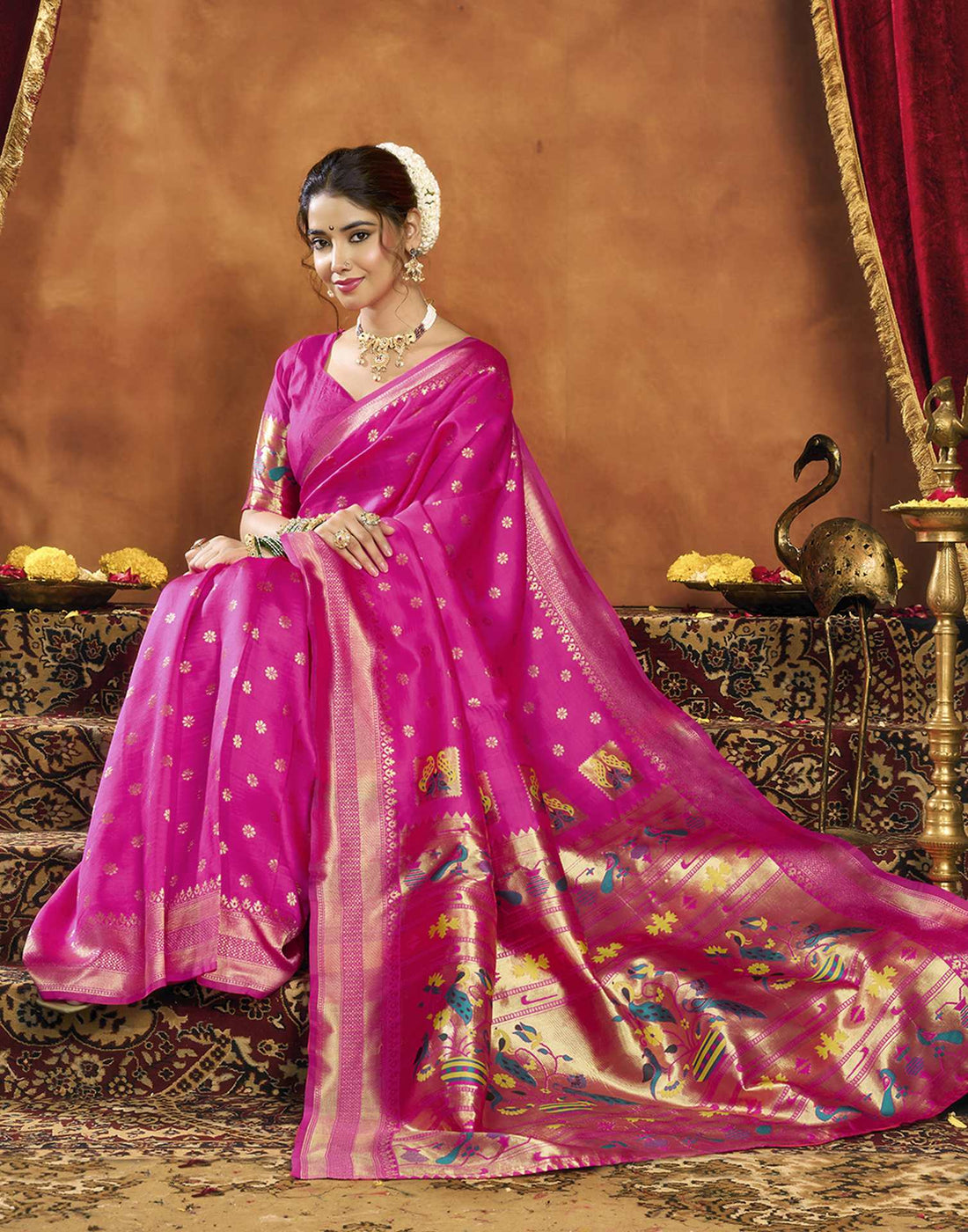 Pink Silk Woven Paithani Saree