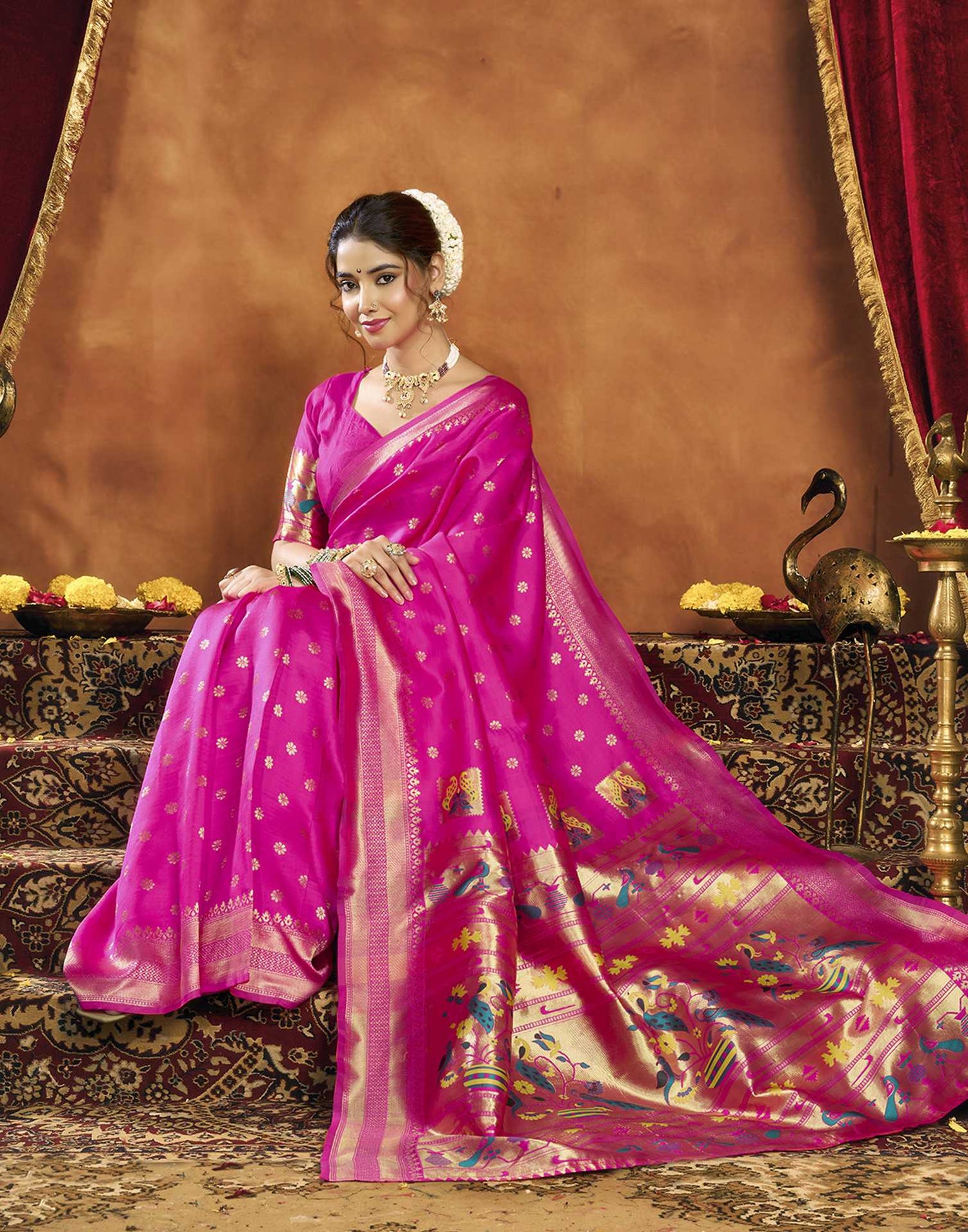 Pink Silk Woven Paithani Saree