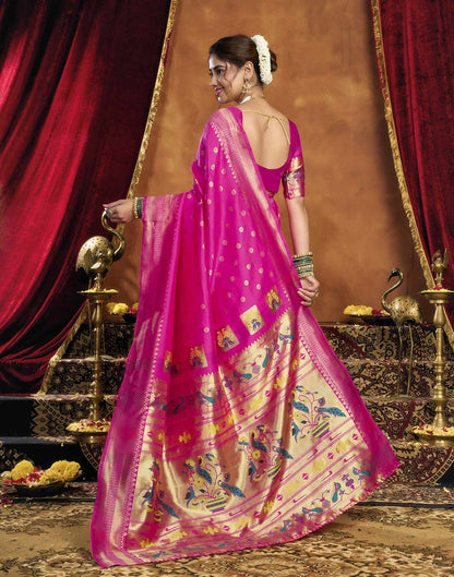 Pink Silk Woven Paithani Saree