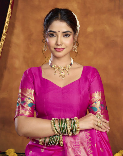 Pink Silk Woven Paithani Saree