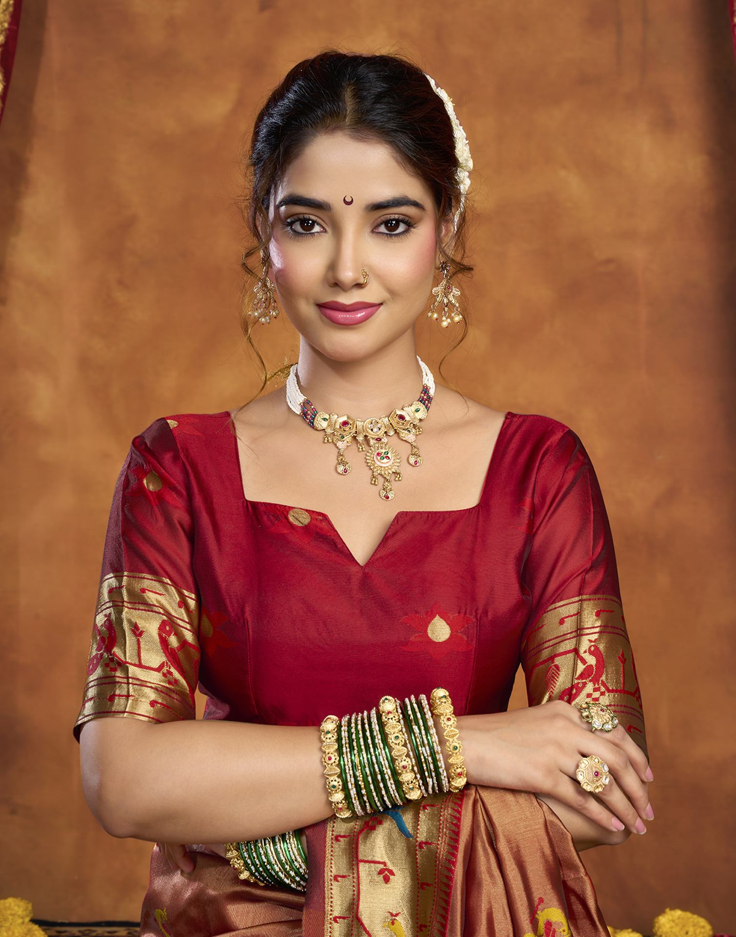 Orange Silk Woven Paithani Saree