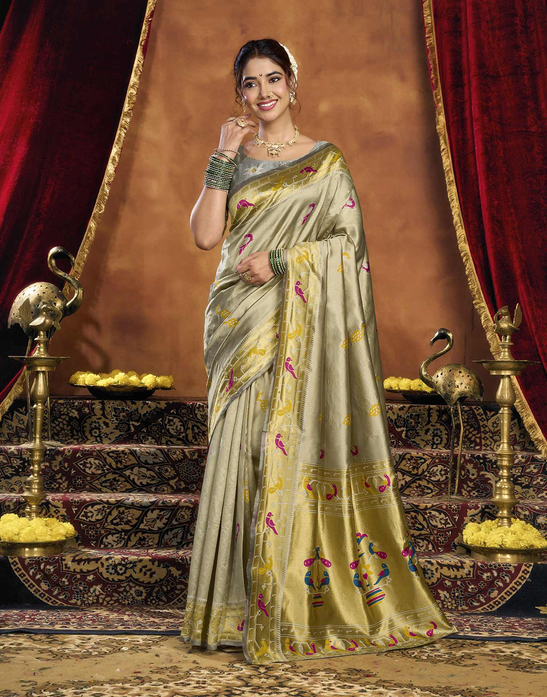 Yellow Silk Woven Paithani Saree
