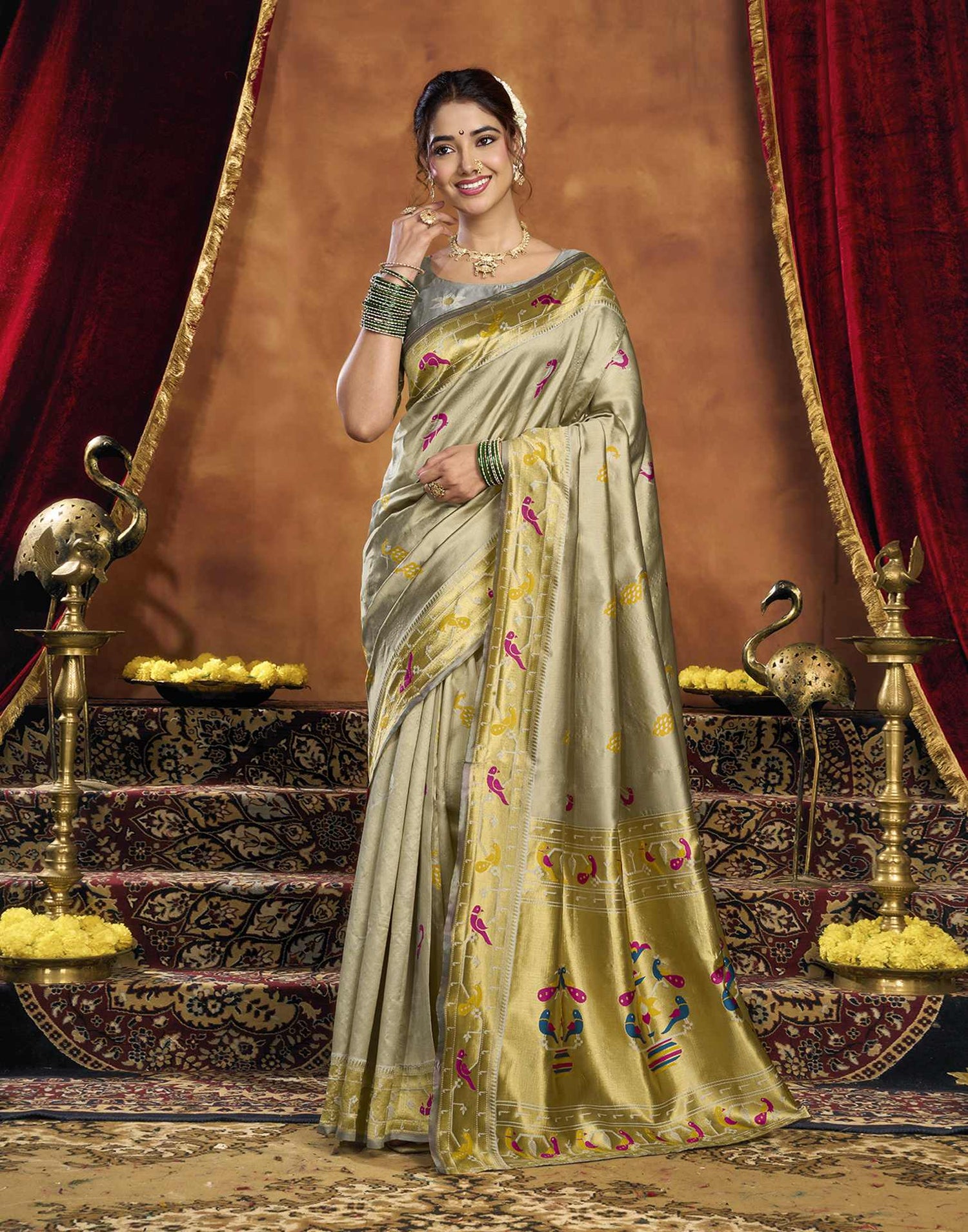Yellow Silk Woven Paithani Saree