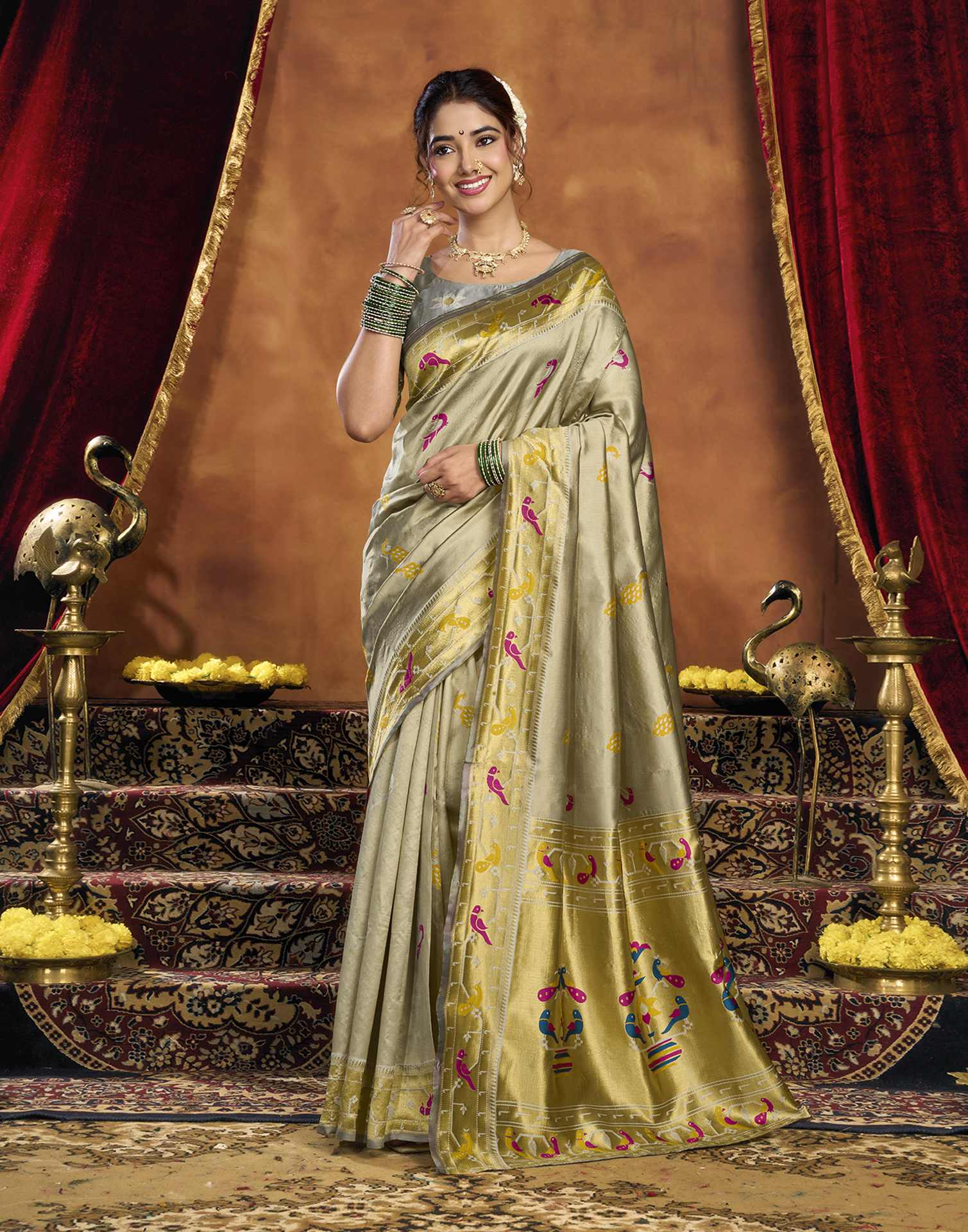 Yellow Silk Woven Paithani Saree