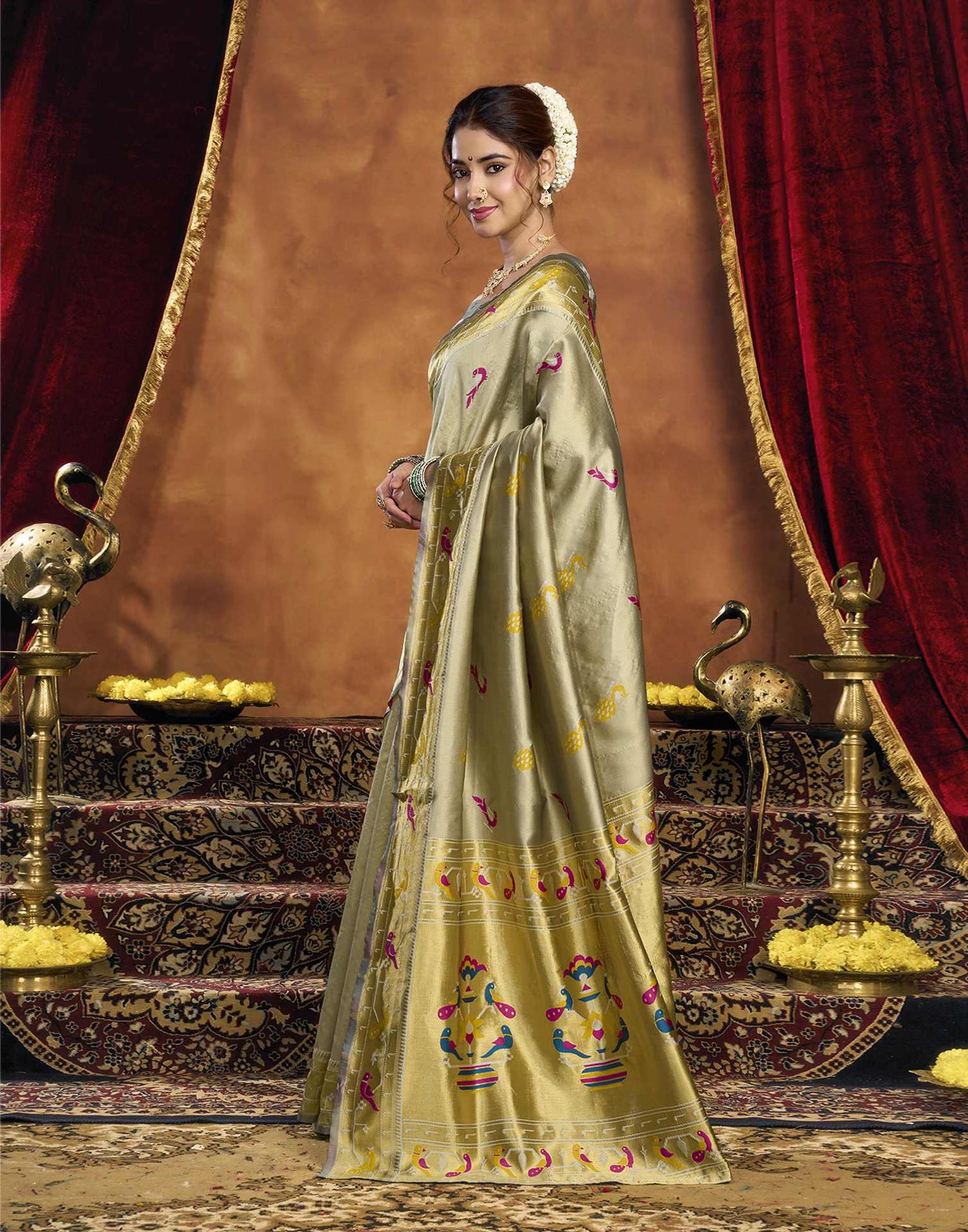 Yellow Silk Woven Paithani Saree