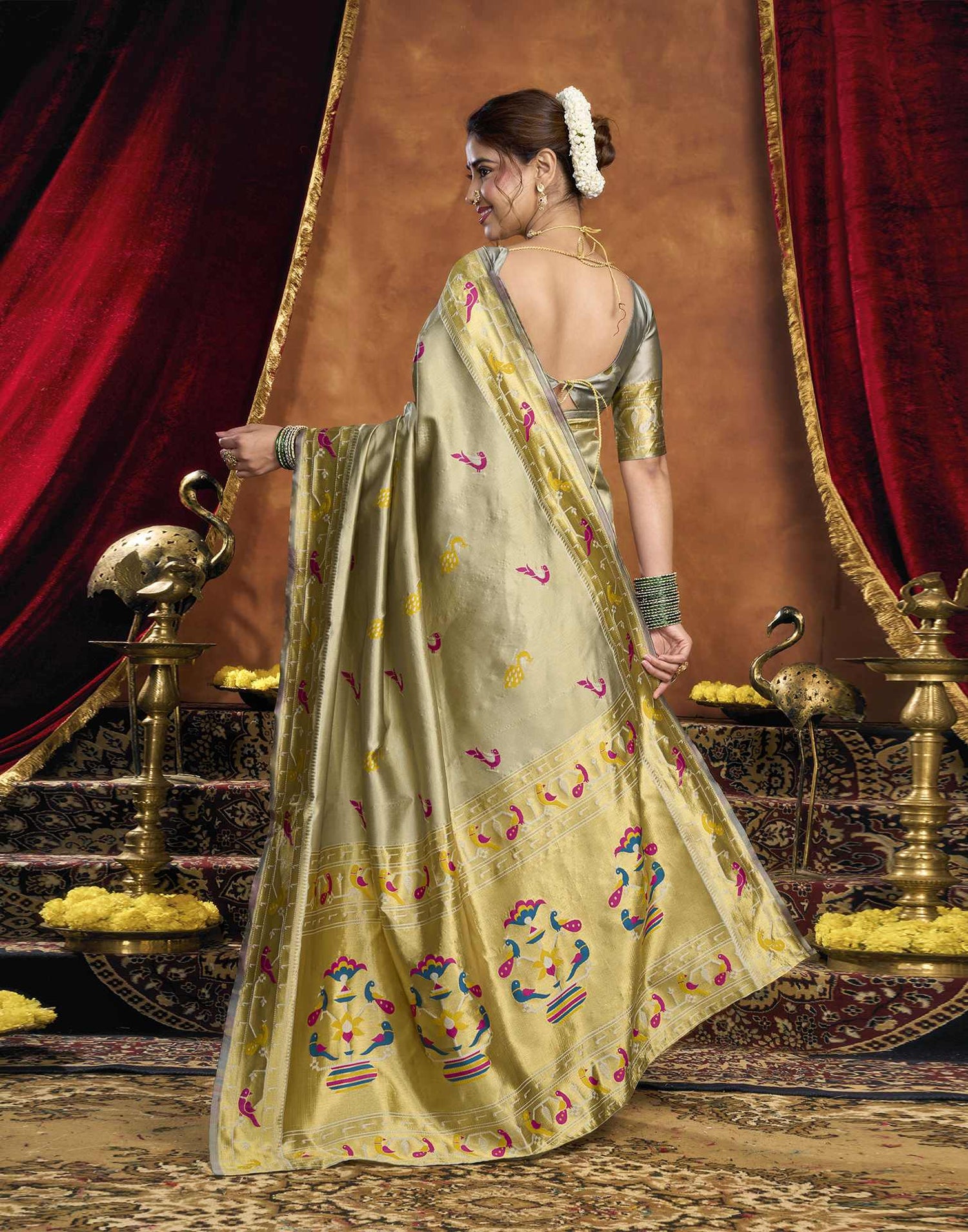 Yellow Silk Woven Paithani Saree