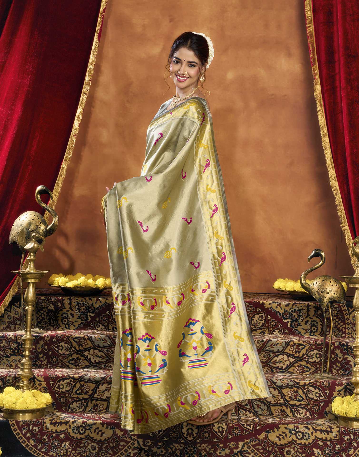 Yellow Silk Woven Paithani Saree