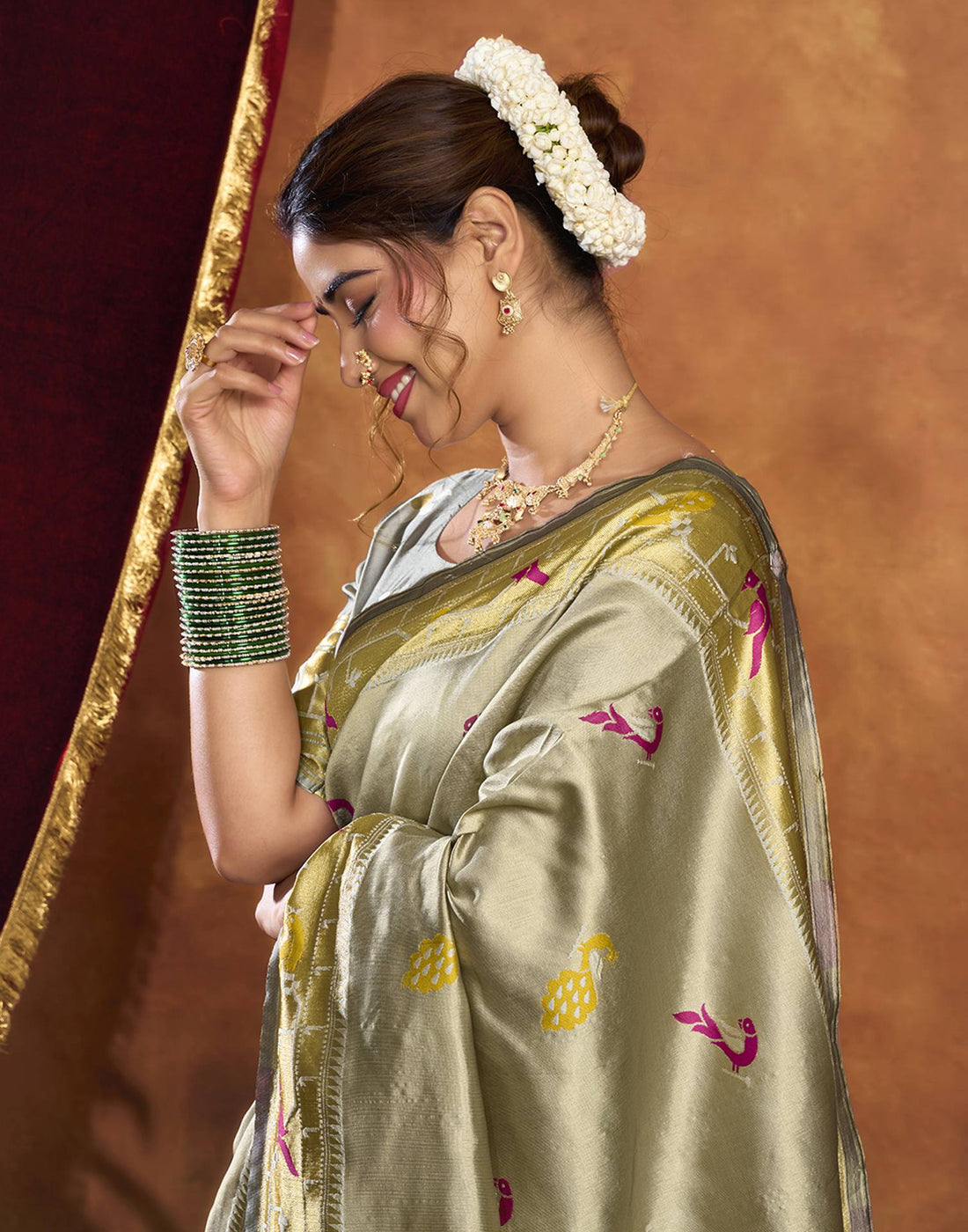 Yellow Silk Woven Paithani Saree