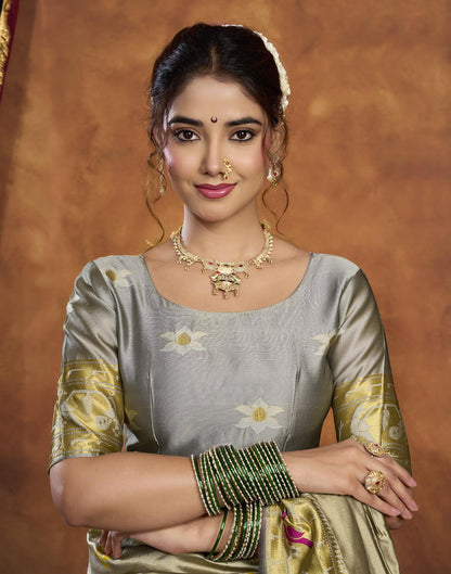 Yellow Silk Woven Paithani Saree