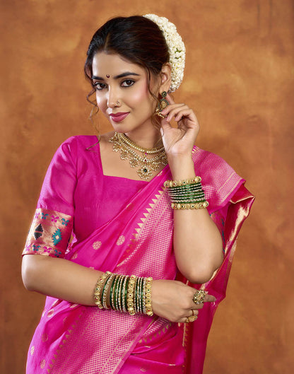 Pink Silk Woven Paithani Saree