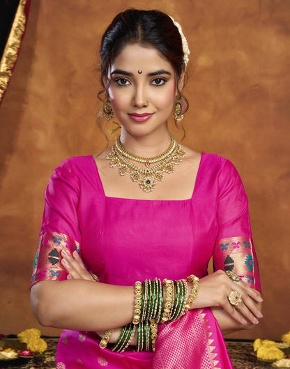 Pink Silk Woven Paithani Saree