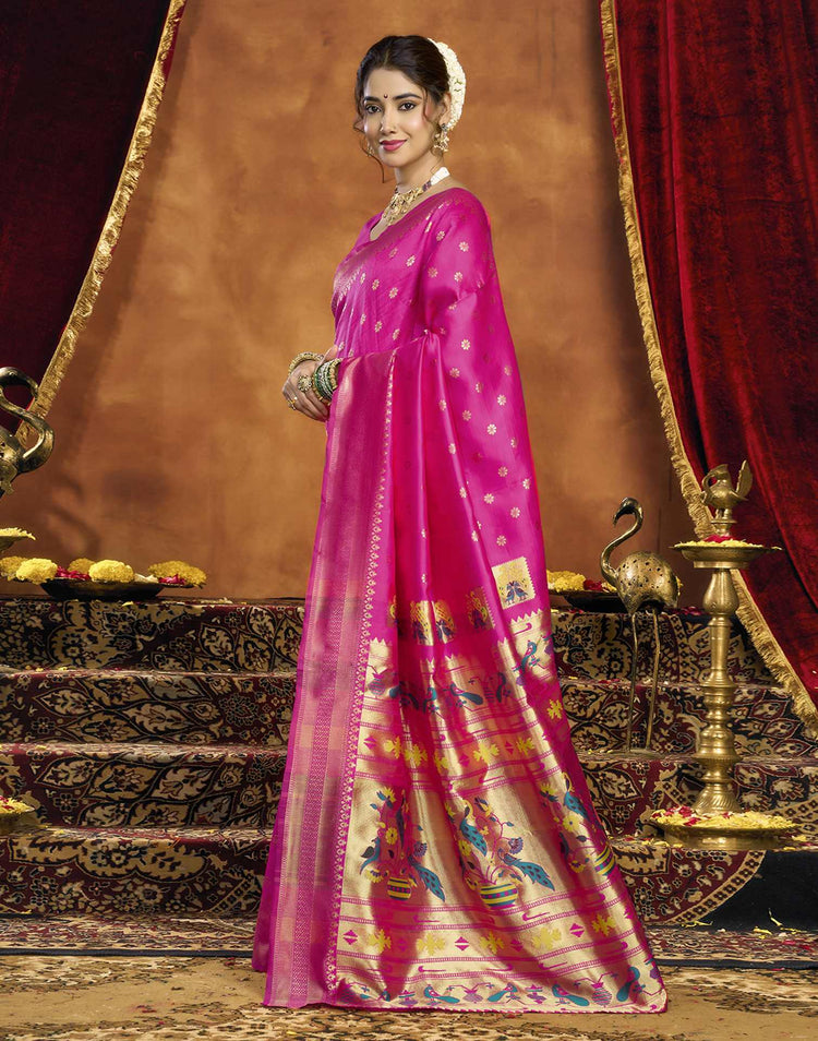 Pink Silk Woven Paithani Saree