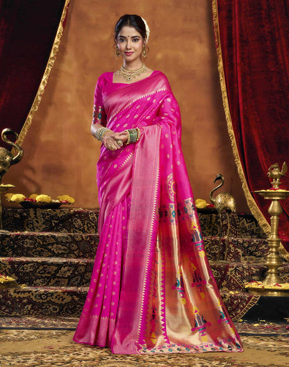 Pink Silk Woven Paithani Saree