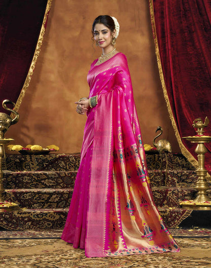 Pink Silk Woven Paithani Saree