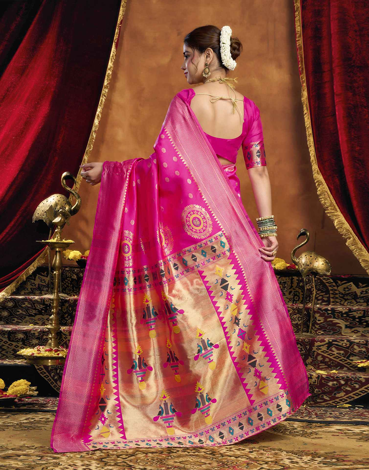Pink Silk Woven Paithani Saree