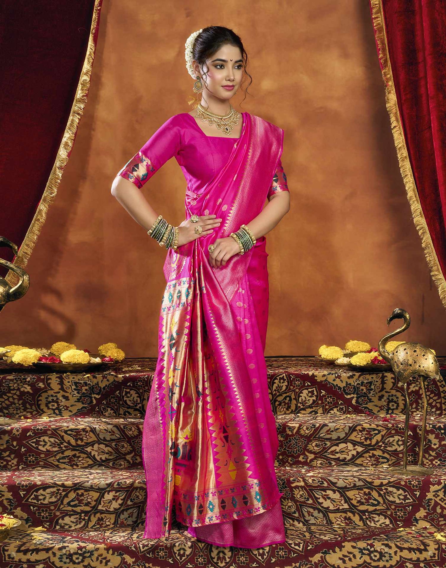 Pink Silk Woven Paithani Saree