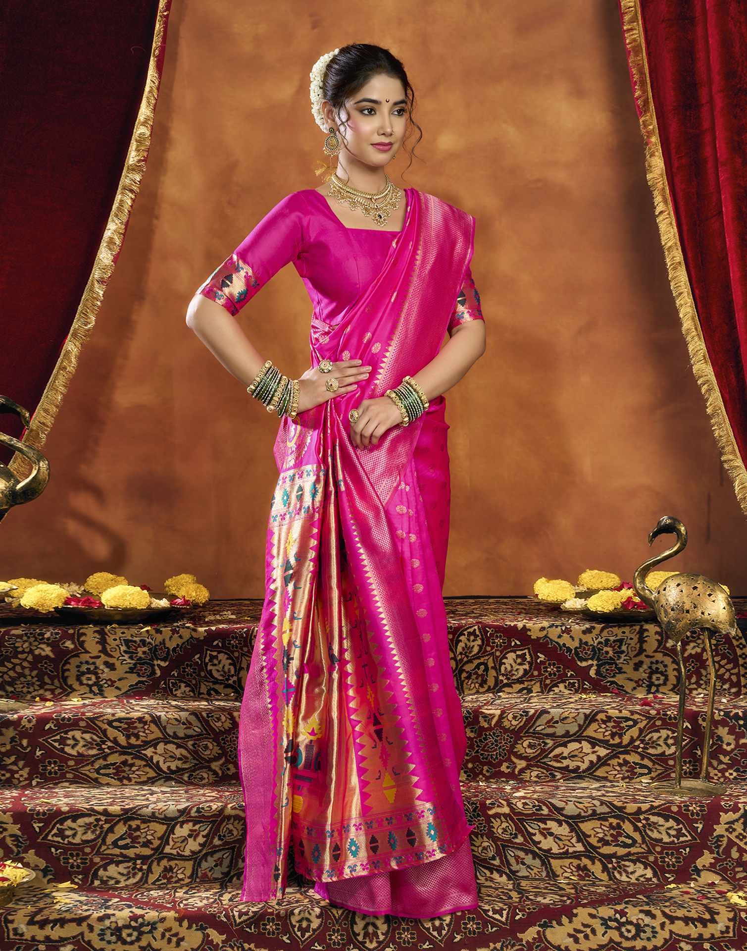 Pink Silk Woven Paithani Saree