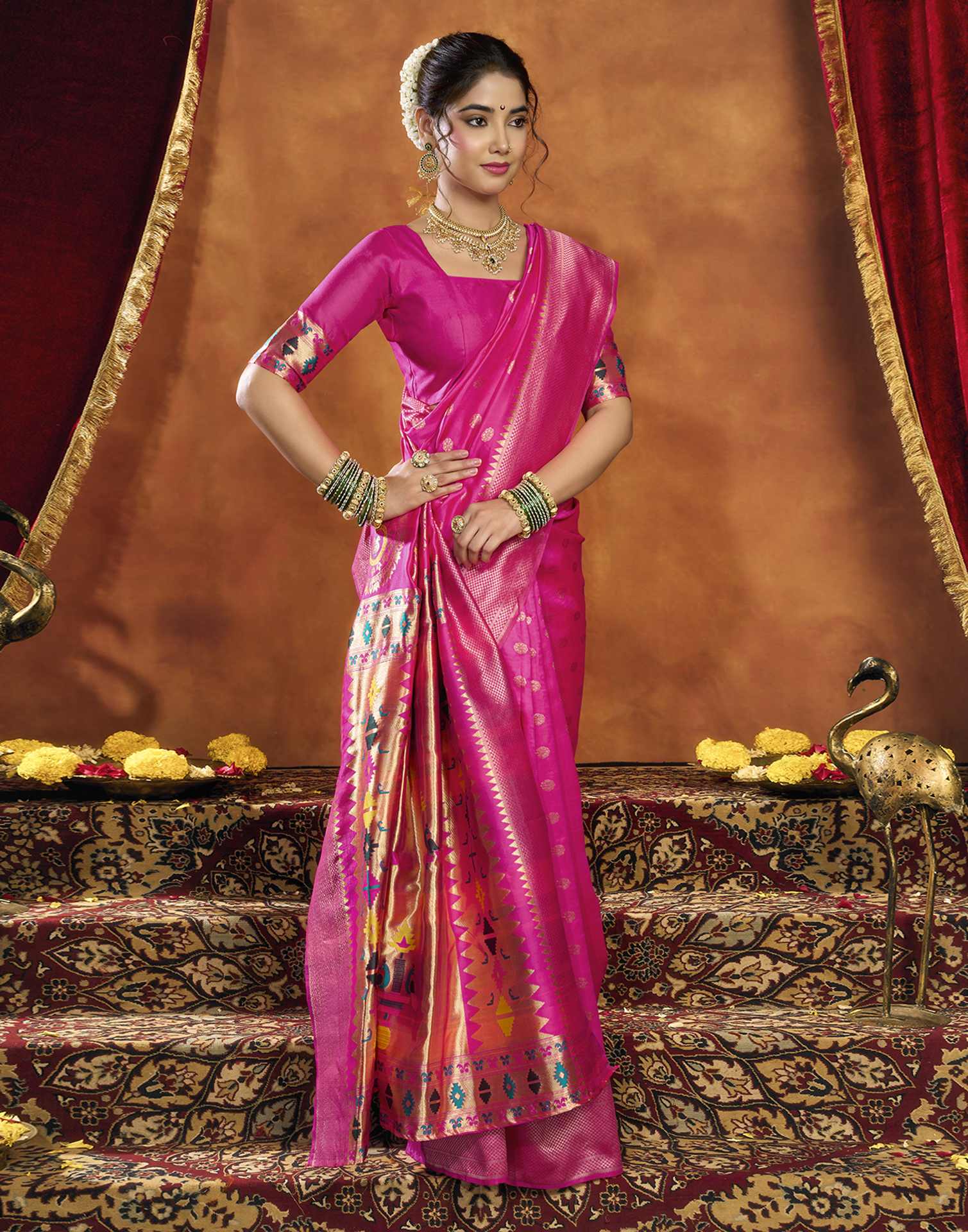 Pink Silk Woven Paithani Saree