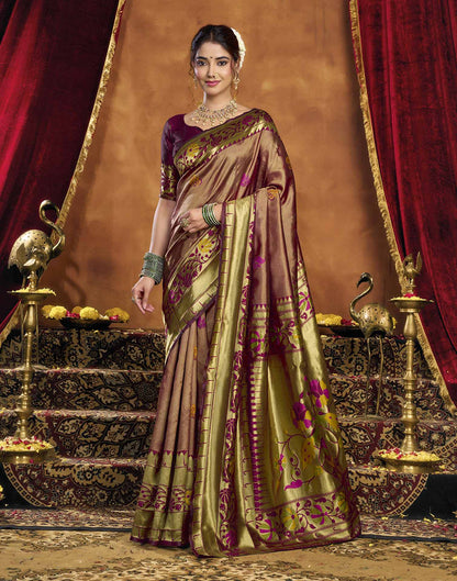 Maroon Silk Woven Paithani Saree