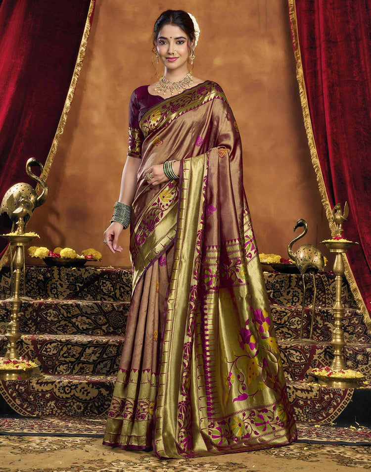 Maroon Silk Woven Paithani Saree