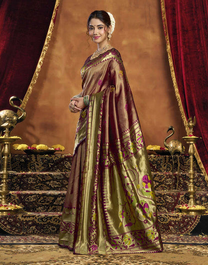 Maroon Silk Woven Paithani Saree
