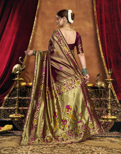 Maroon Silk Woven Paithani Saree