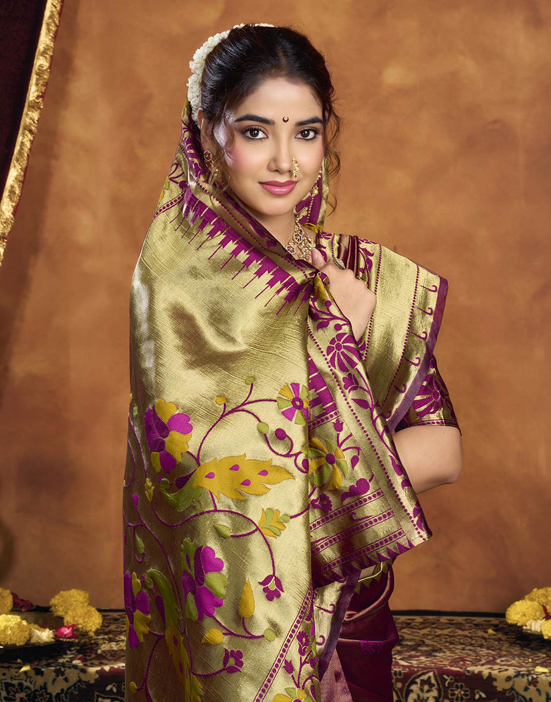 Maroon Silk Woven Paithani Saree