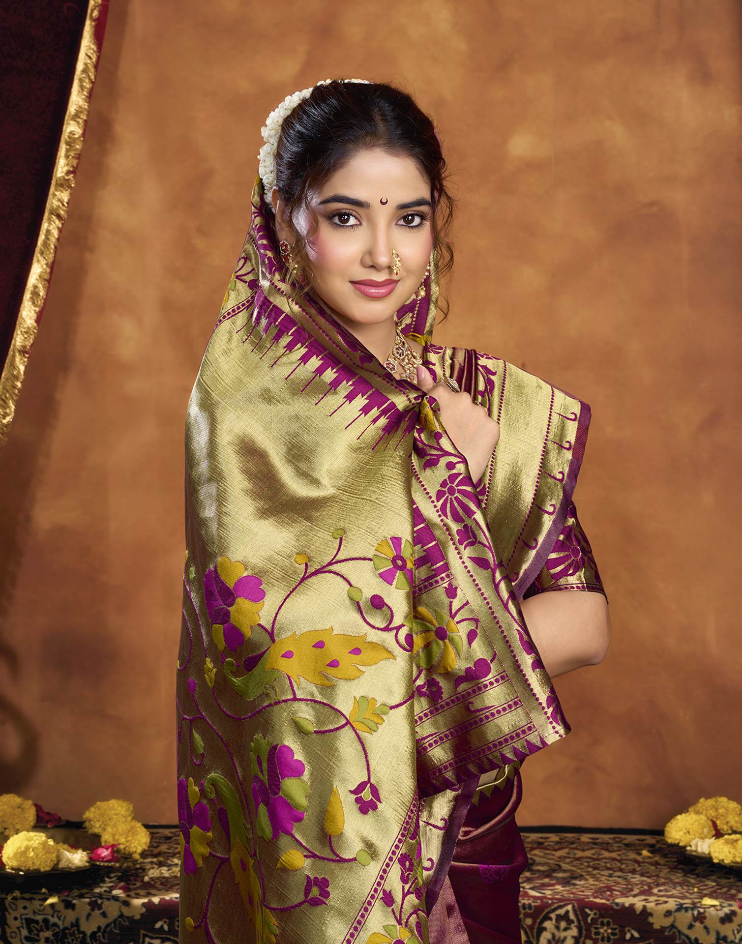 Maroon Silk Woven Paithani Saree