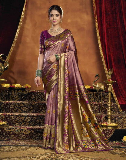 Wine Silk Woven Paithani Saree