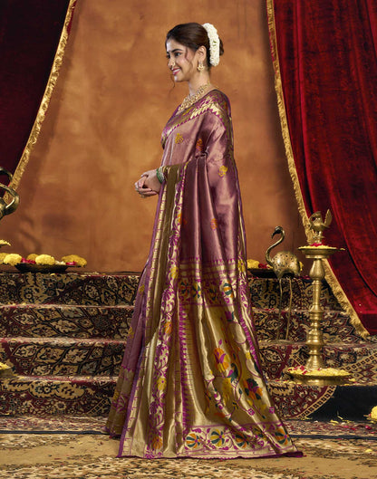 Wine Silk Woven Paithani Saree
