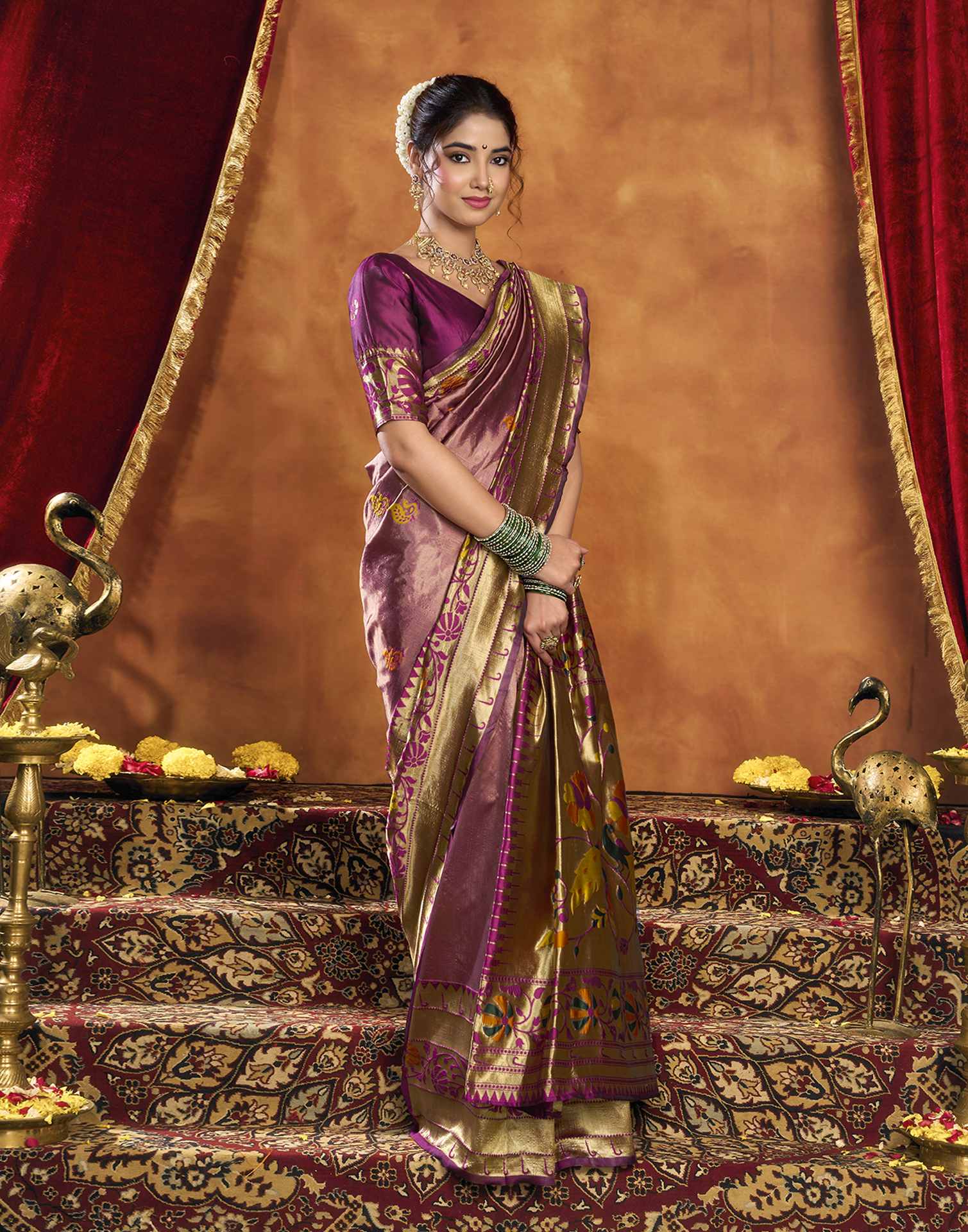 Wine Silk Woven Paithani Saree