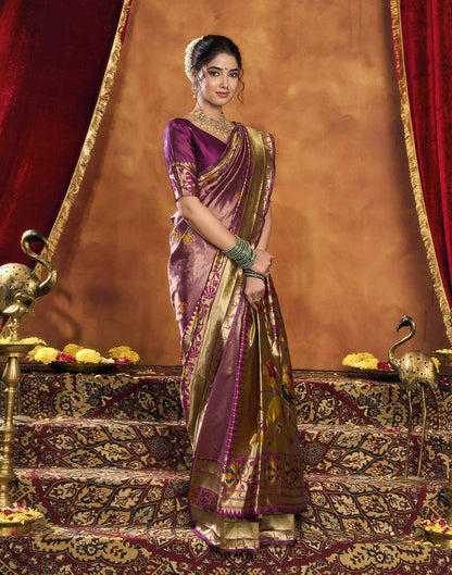 Wine Silk Woven Paithani Saree
