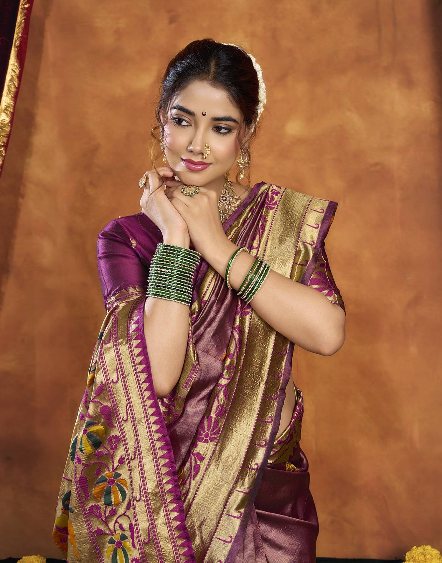 Wine Silk Woven Paithani Saree