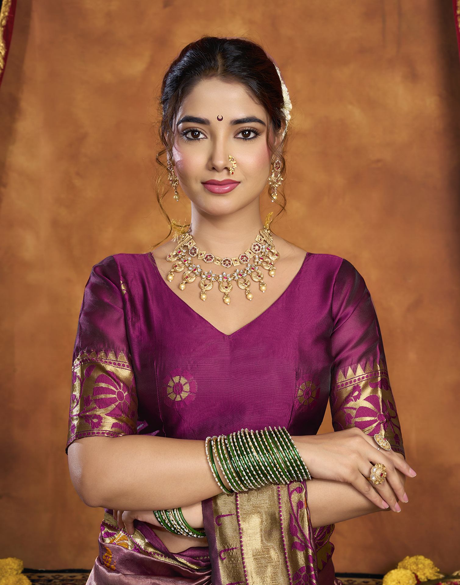 Wine Silk Woven Paithani Saree