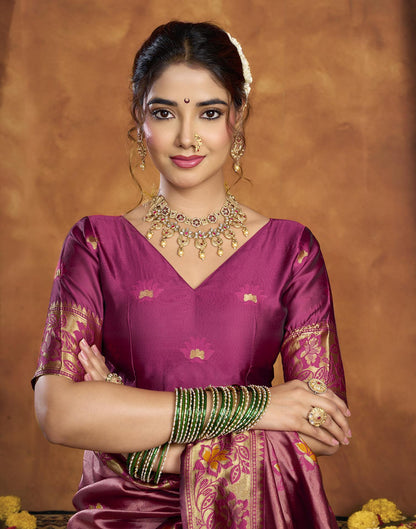 Purple Silk Woven Paithani Saree