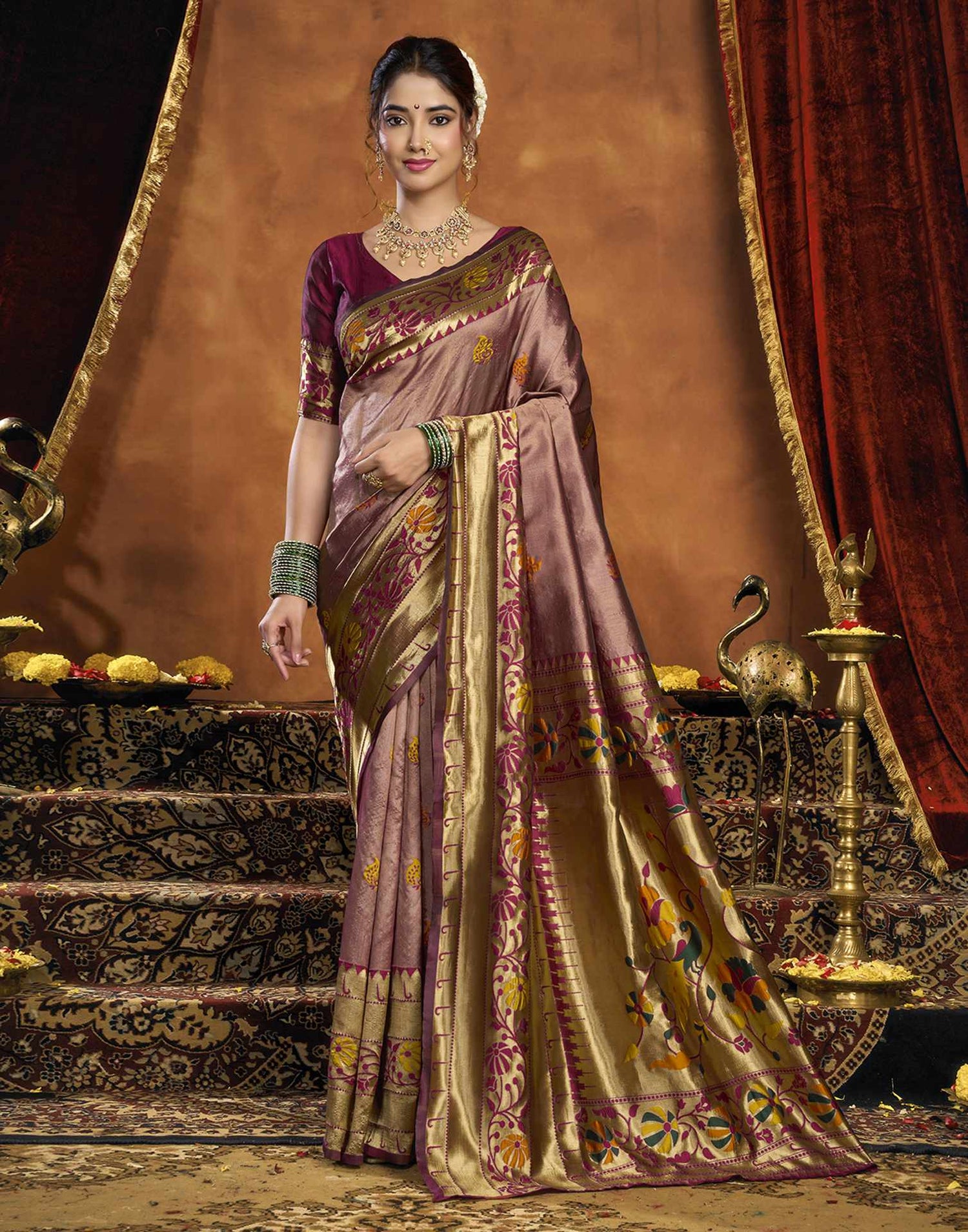 Purple Silk Woven Paithani Saree