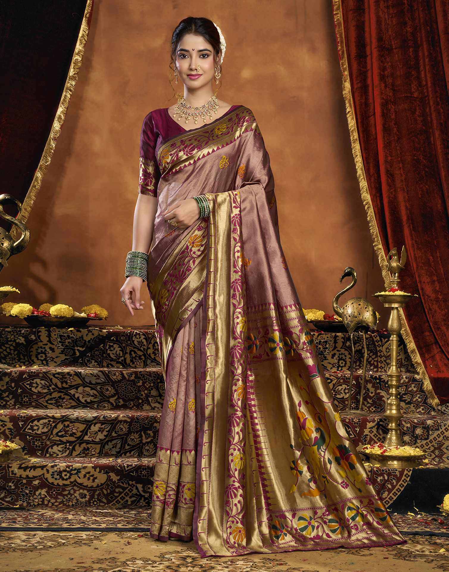 Purple Silk Woven Paithani Saree