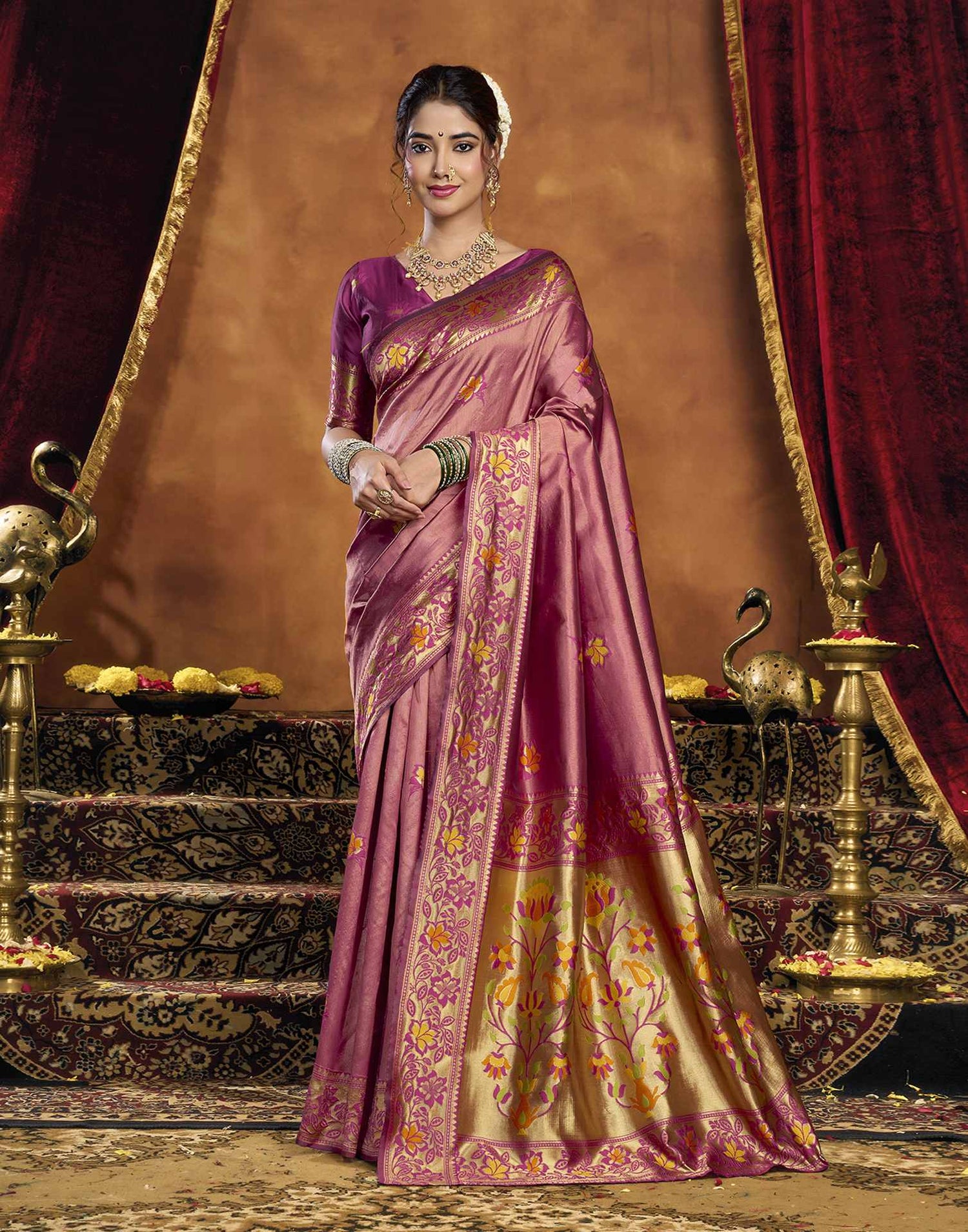 Purple Silk Woven Paithani Saree