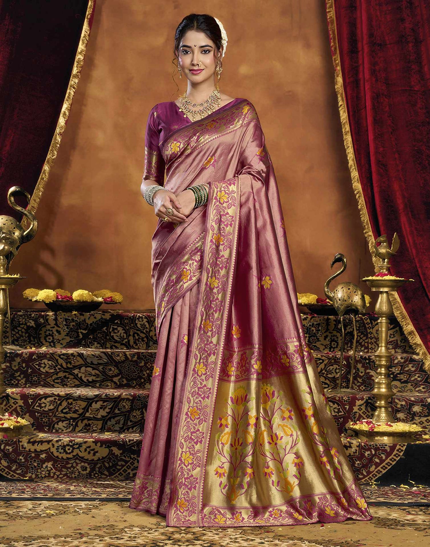 Purple Silk Woven Paithani Saree