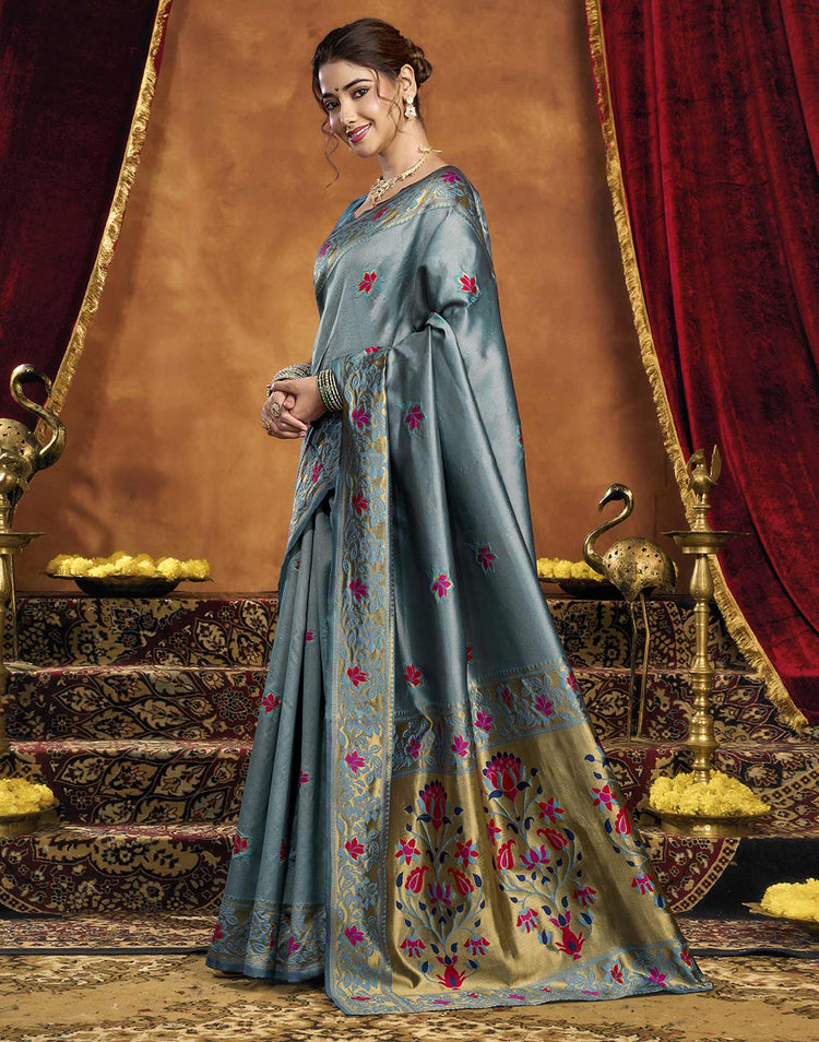 Blue Silk Woven Paithani Saree