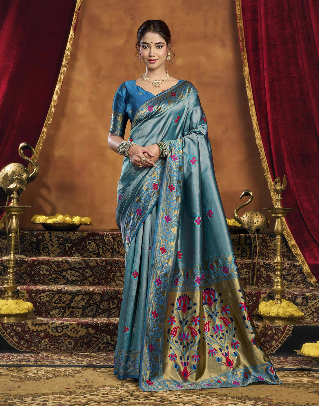 Blue Silk Woven Paithani Saree