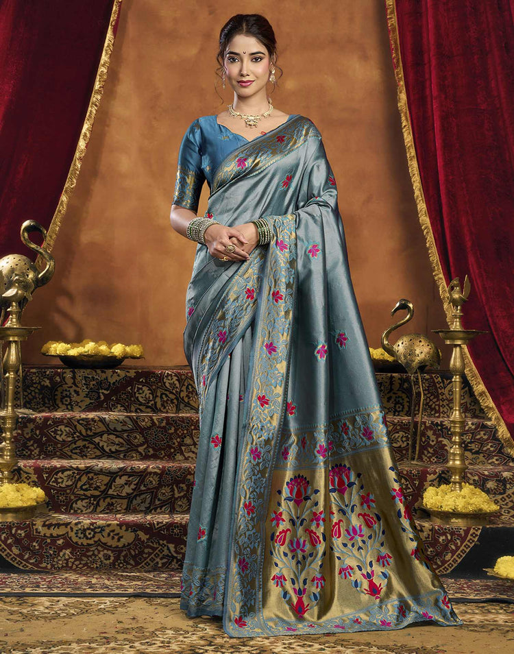 Blue Silk Woven Paithani Saree