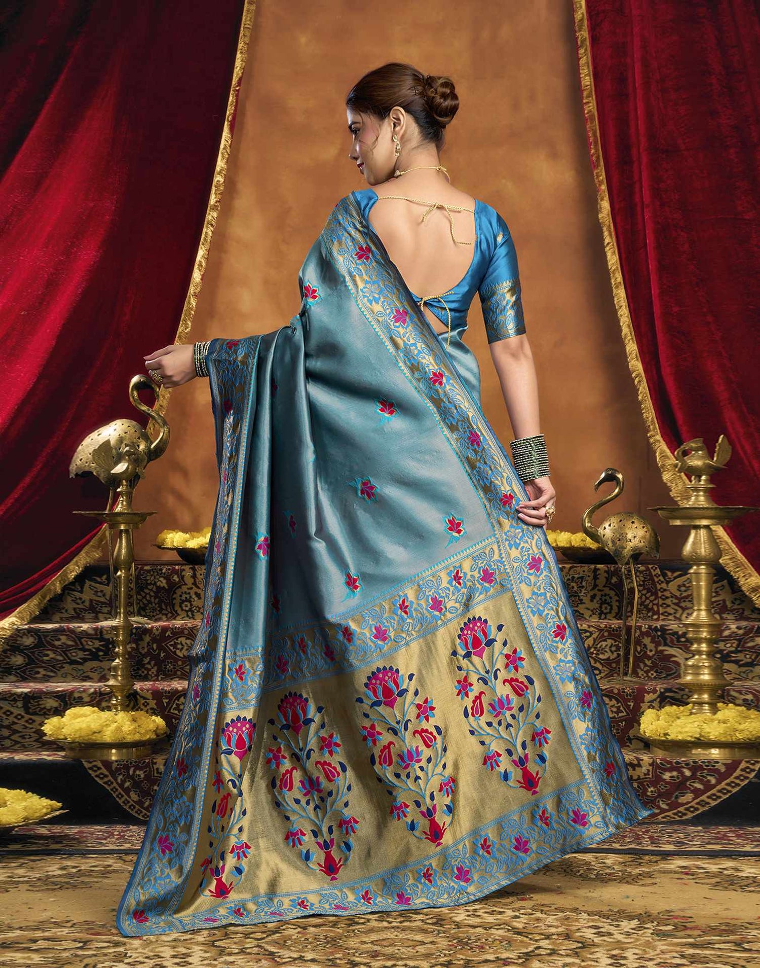 Blue Silk Woven Paithani Saree