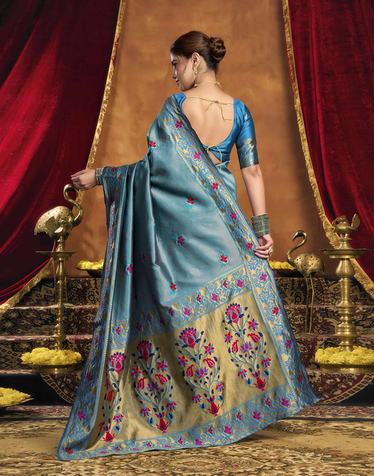 Blue Silk Woven Paithani Saree