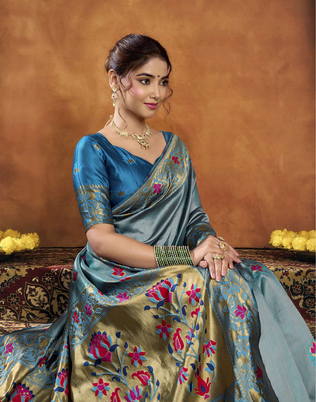 Blue Silk Woven Paithani Saree